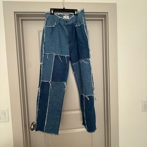 Cotton On High Rise Patchwork Jeans - Blue